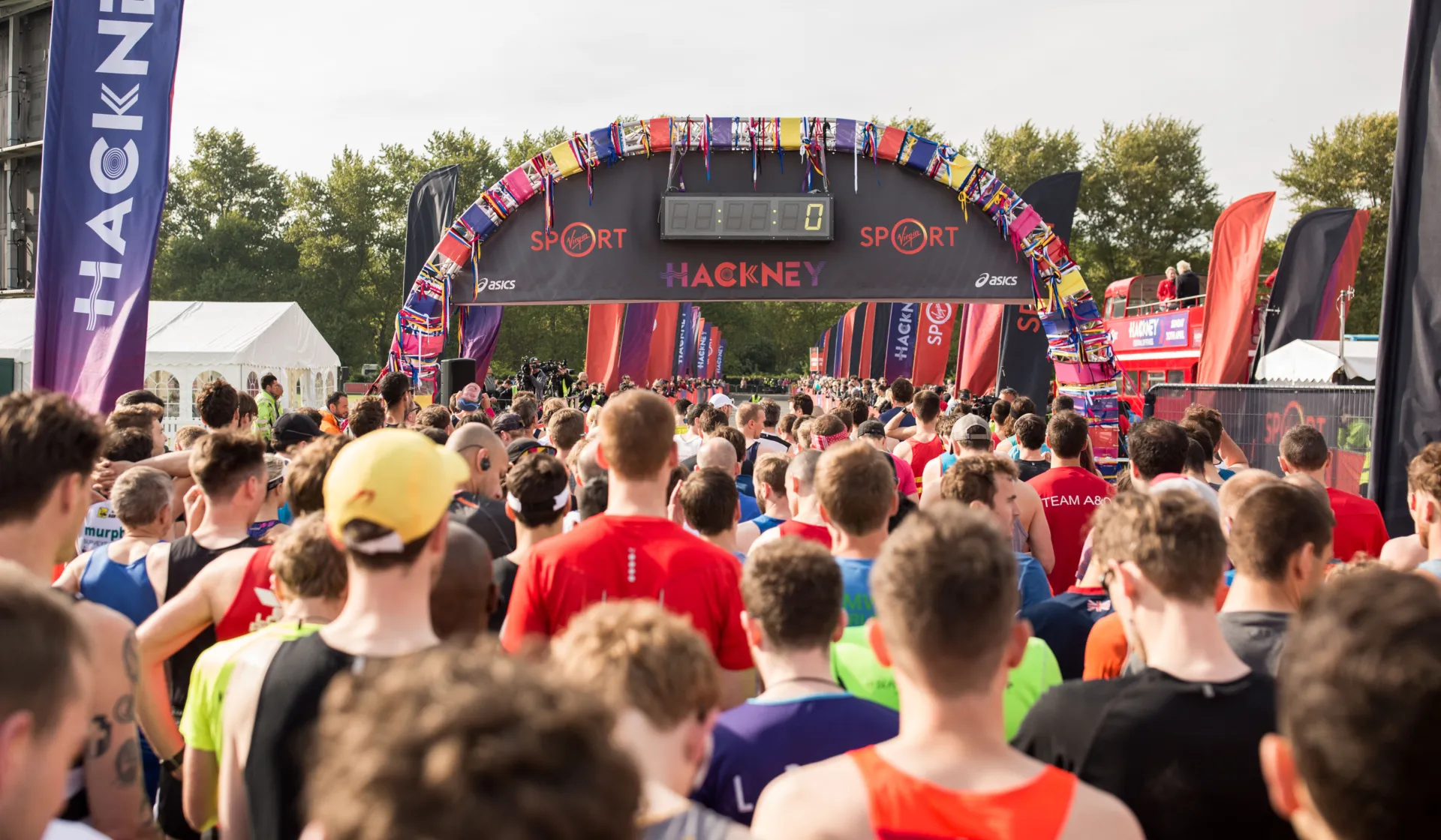 Runners at the beginning of the Hackney Half Marathon