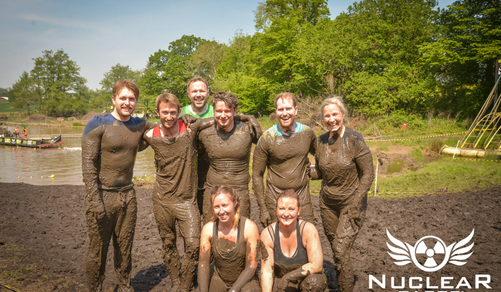 Muddy runners at a Nuclear Races event