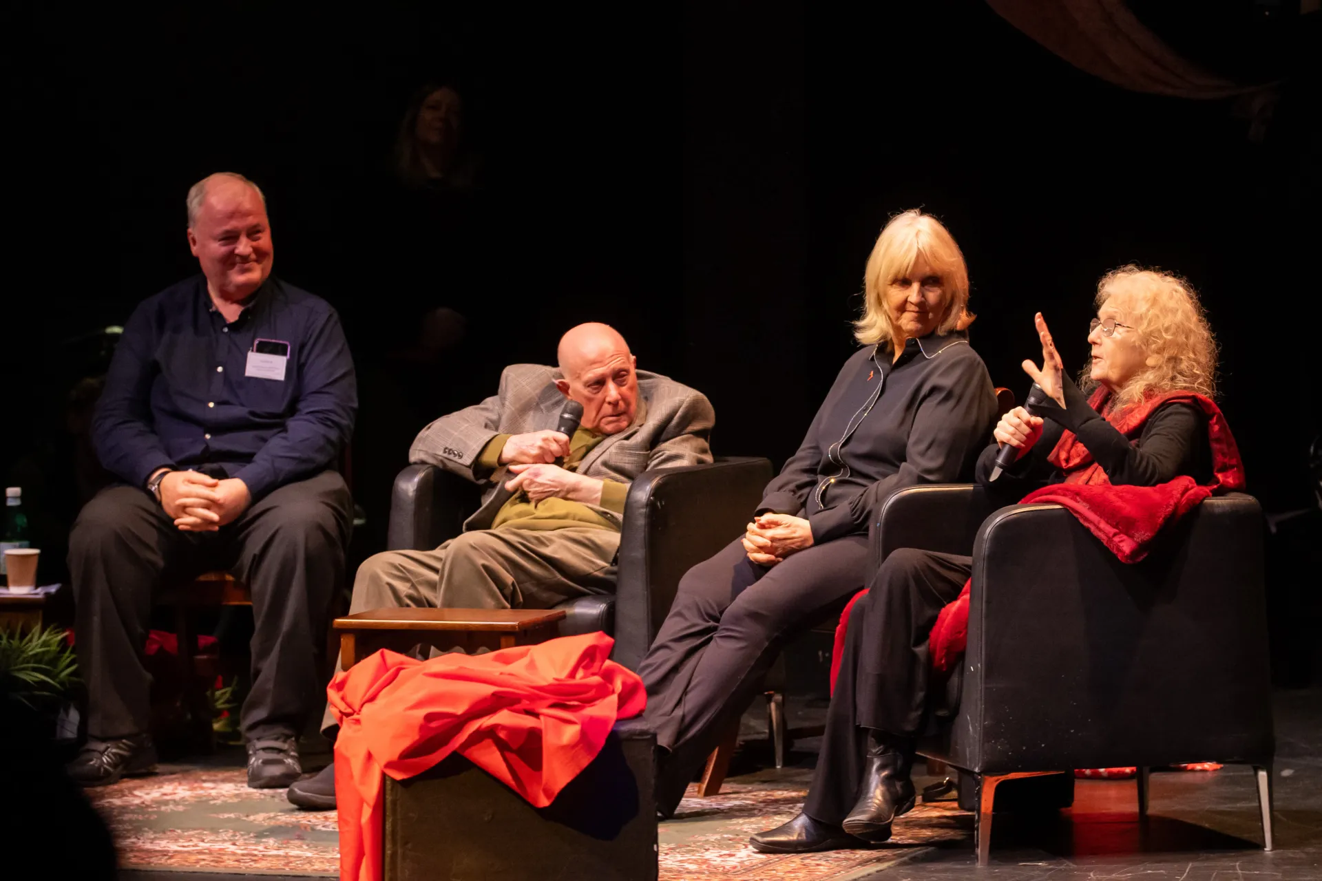 Paul Morrall, John Bull, Mary Ward and Jo Collins talking to the audience at the Place of Our Own event