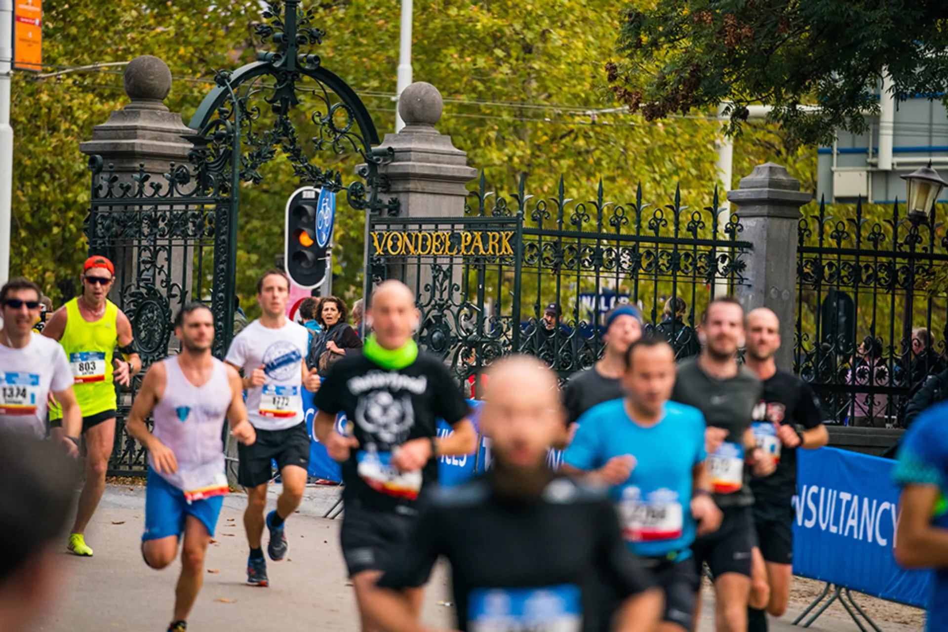 runners run past Vodelpark in Amsterdam