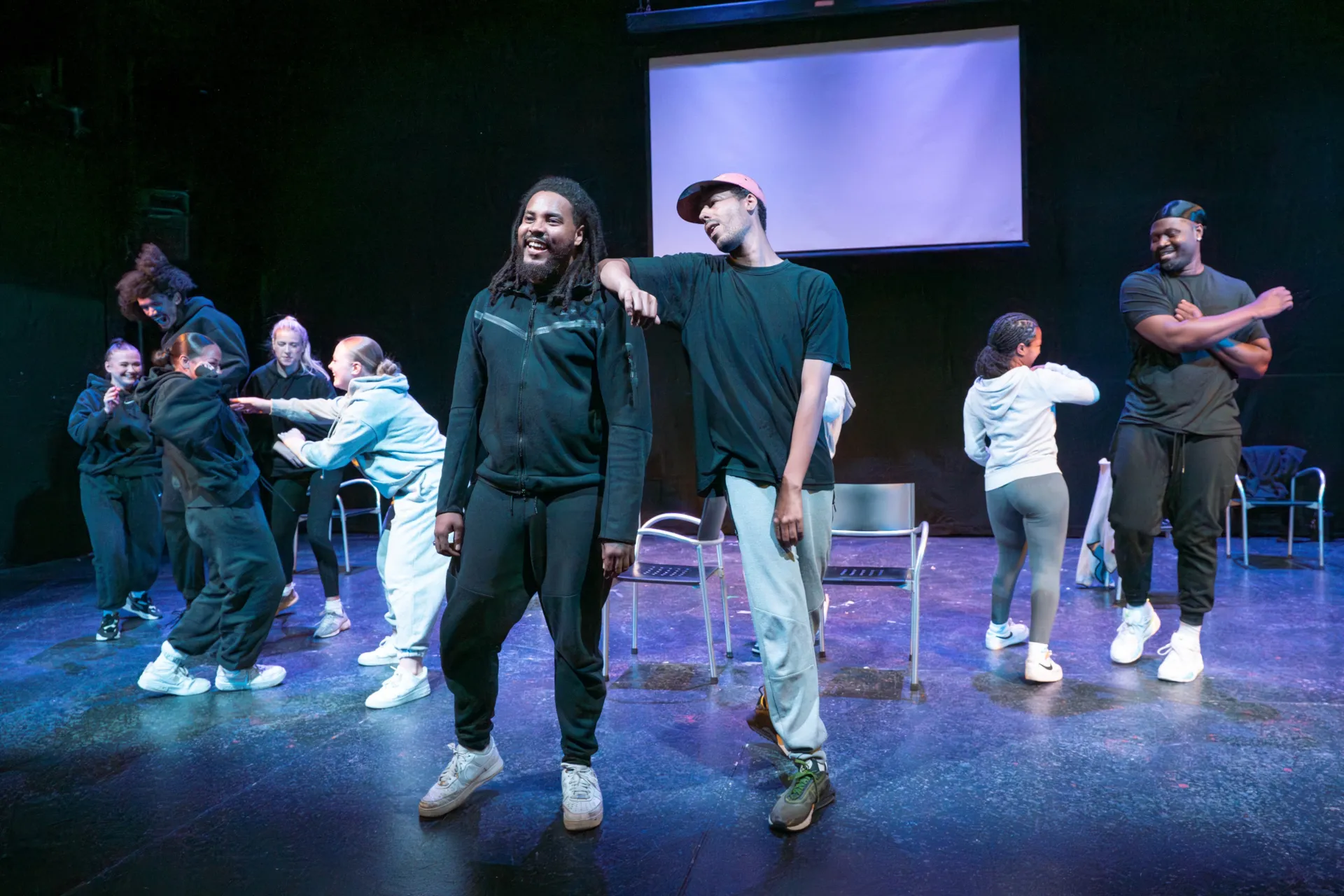 crime cast all playing and laughing